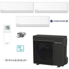 Panasonic 7,5/8,6kW (CU-3Z75ABEC) Multisplit ar trim iekštelpu blokiem 2,5/3,4kW NZ Etherea (Nanoe X) (CS-NZ25YKE-1)